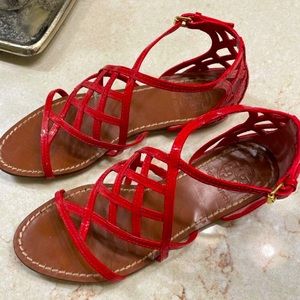 Tory Burch Red Sandals Size 5 Worn Once